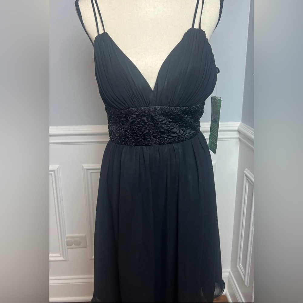 Black Beaded Evening Midi Dress Size 6 New with Tags